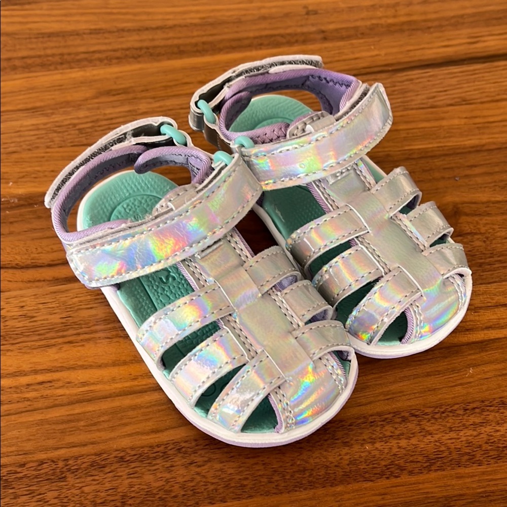 See Kai Run Kids Holographic Sandals NWOT